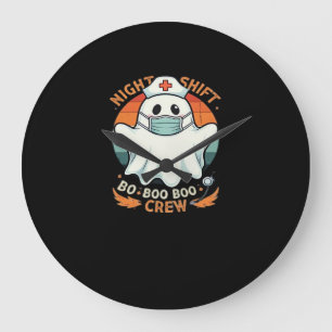 Spooky Halloween Nurse Funny Ghost Costume Boo Boo Large Clock