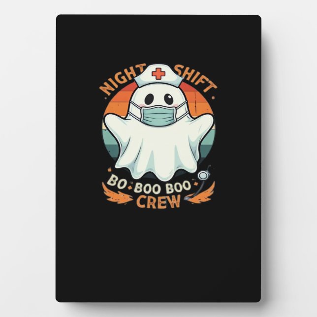 Spooky Halloween Nurse Funny Ghost Costume Boo Boo Plaque (Front)