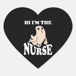 Spooky Halloween Nurse Heart Sticker