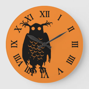 Spooky Halloween owl Large Clock