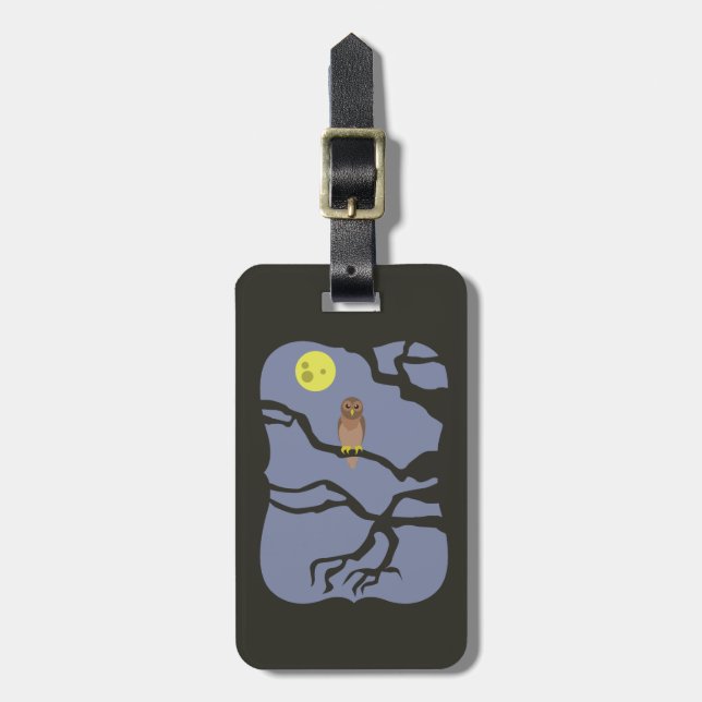 Spooky Halloween Owl Luggage Tag (Front Vertical)