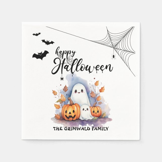 Spooky Halloween Paper Napkins Customisable (Front)