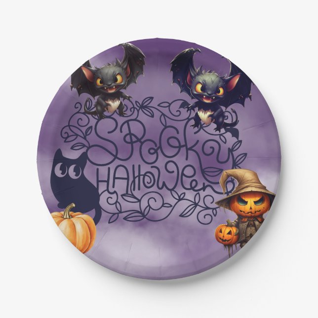 Spooky Halloween Paper Plate (Front)