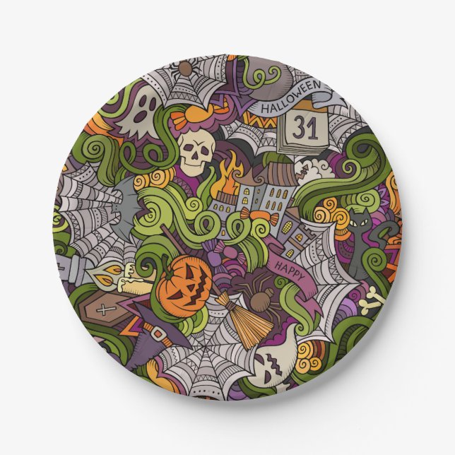 Spooky Halloween Paper Plates 7" (Front)