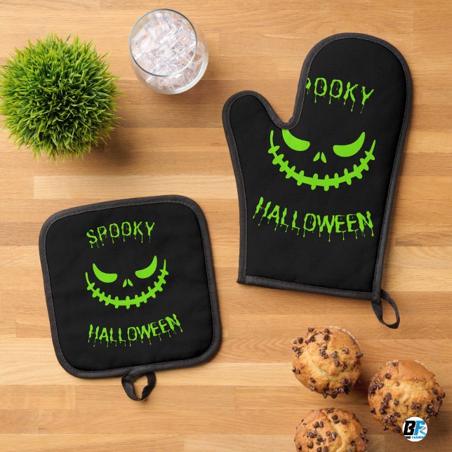 Spooky - Halloween Party Dark Black  Oven Mitt & Pot Holder Set (Creator Uploaded)