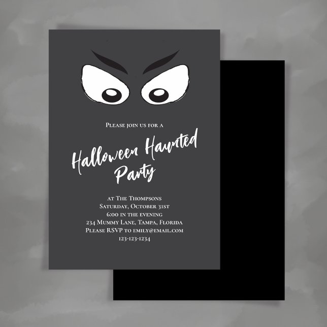Spooky Halloween Party Ghost Eyes Invitation (Halloween party custom invitation template. )