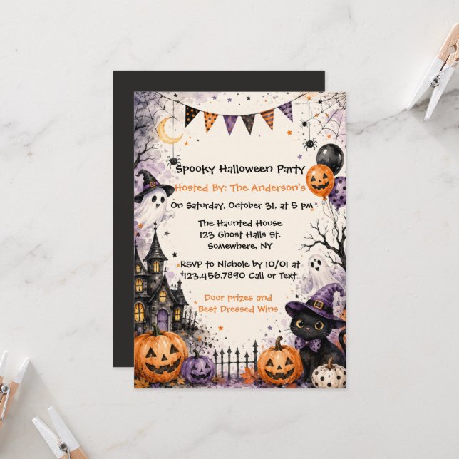 Spooky Halloween Party  Invitation (Front/Back In Situ)