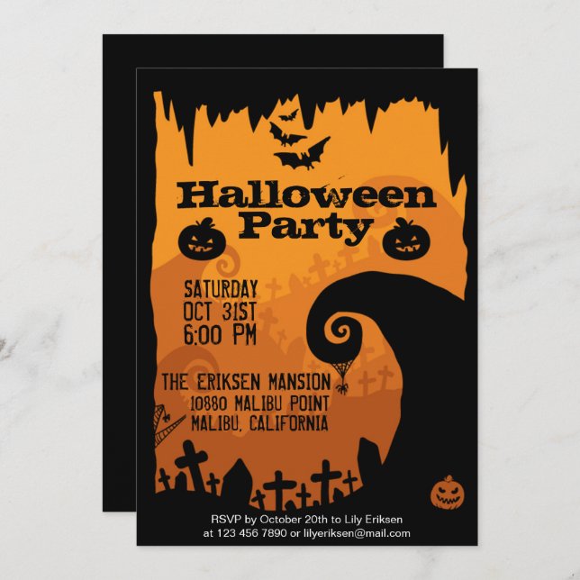 Spooky Halloween Party Invitation (Front/Back)