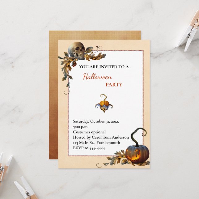Spooky Halloween Party Invitation  (Front/Back In Situ)