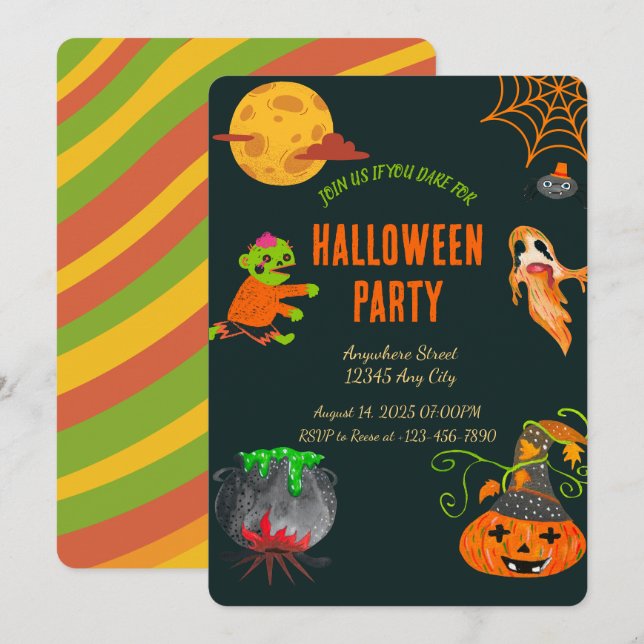 Spooky Halloween Party Invitation (Front/Back)