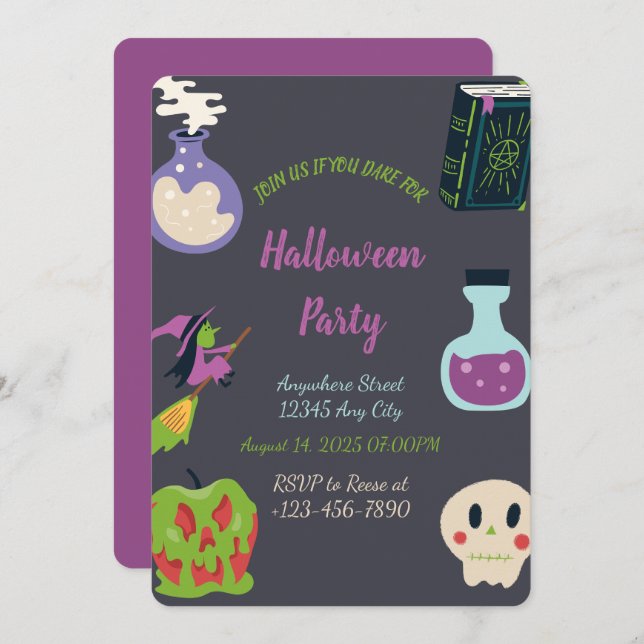 Spooky Halloween Party Invitation (Front/Back)