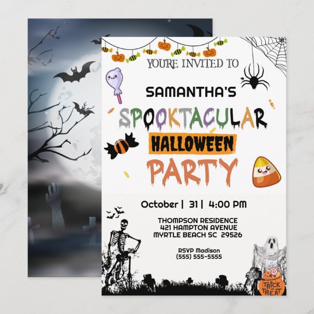 Spooky Halloween Party   Invitation (Front/Back)