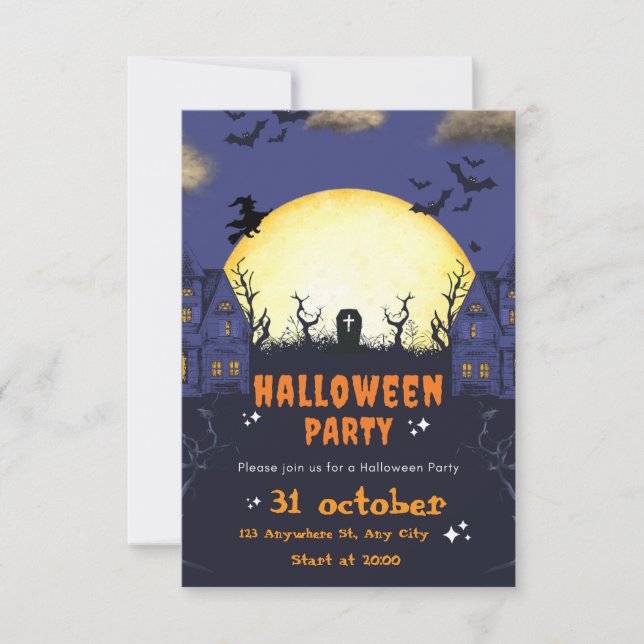 Spooky Halloween Party Invitation Card  (Front)