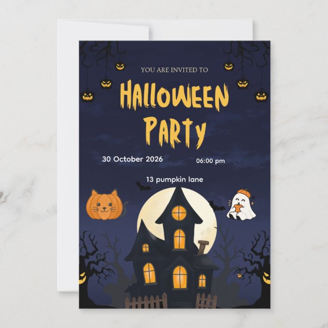 Spooky Halloween Party Invitation – Editable Templ (Front)