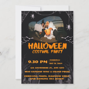 Spooky Halloween Party Invitation – Ghosts & Bats