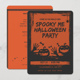 Spooky Halloween Party Invitation Orange Black