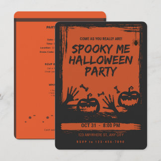 Spooky Halloween Party Invitation Orange Black