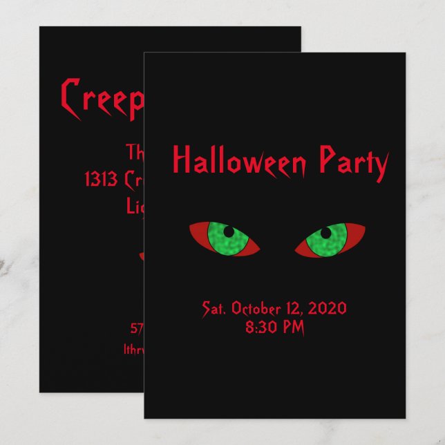 Spooky Halloween Party Invitations (Front/Back)