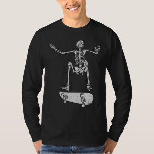 Spooky Halloween Party Skateboarding Skeleton Cost T-Shirt