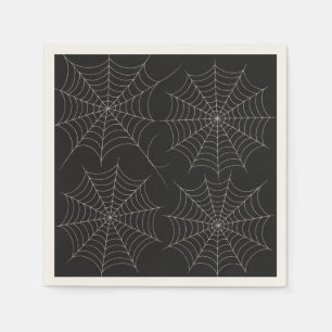Spooky Halloween Party Spiderweb Bold Black Napkin