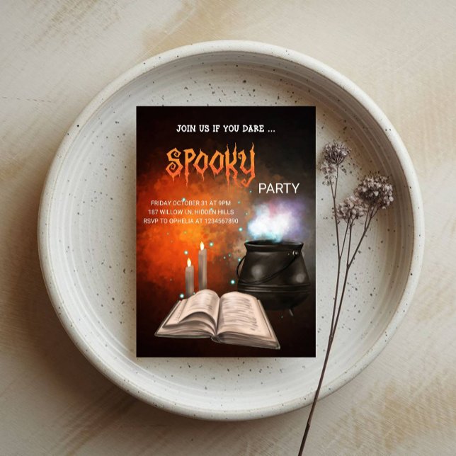 Spooky Halloween Party - Vintage Magic Book Theme Invitation (Creator Uploaded)