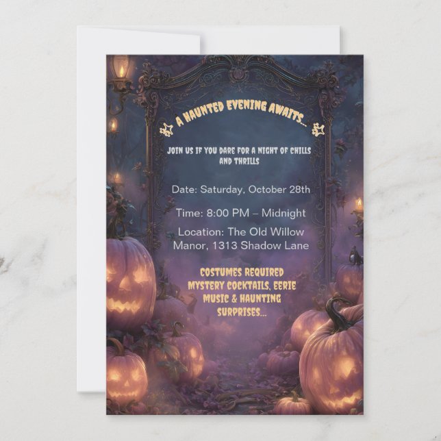 Spooky Halloween Path with Jack-o'-Lanterns Invitation (Front)