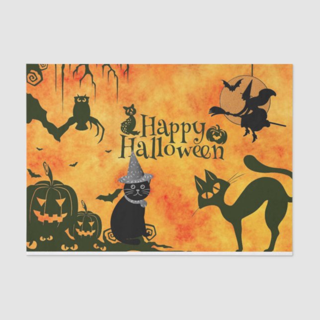Spooky Halloween Pattern Decoupage Tissue Paper (Front)