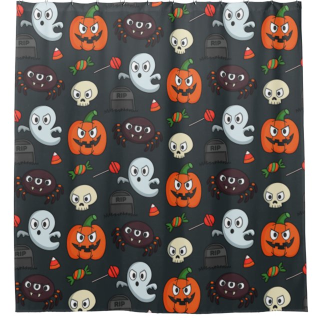 Spooky Halloween Pattern Shower Curtain (Front)