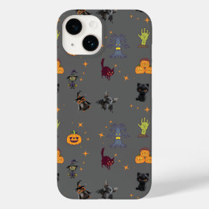 Spooky Halloween Pattern with Black Cats, Pumpkins Case-Mate iPhone 14 Case