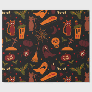 Spooky Halloween Pattern Wrapping Paper