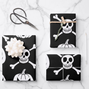 Spooky Halloween Pattern Wrapping Paper Sheet