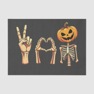 Spooky Halloween Peace Lover Pumpkin Skeleton Tissue Paper