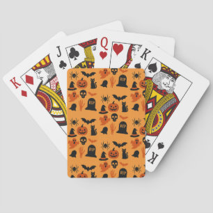 Spooky Halloween Poker Cards – Black & Orange