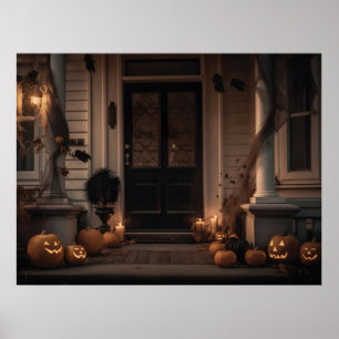 Spooky Halloween Porch Decor with Jack-o'-Lanterns