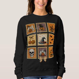 Spooky Halloween Postage Stamp Trick Or Treat Sweatshirt