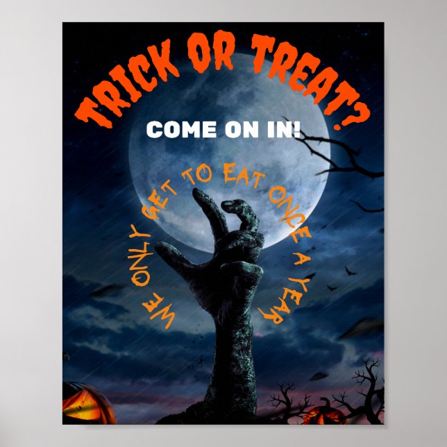 Spooky Halloween Poster, Zombie Poster (Front)
