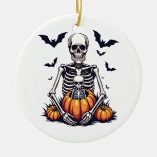 Spooky Halloween Pregnant Skeleton Pregnancy Ceramic Tree Decoration