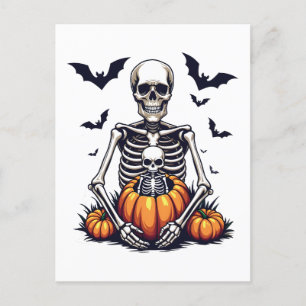Spooky Halloween Pregnant Skeleton Pregnancy Holiday Postcard