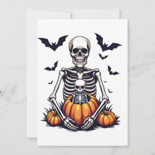Spooky Halloween Pregnant Skeleton Pregnancy Invitation