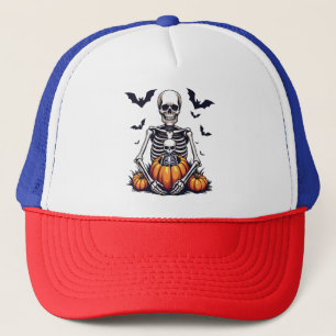 Spooky Halloween Pregnant Skeleton Pregnancy Trucker Hat