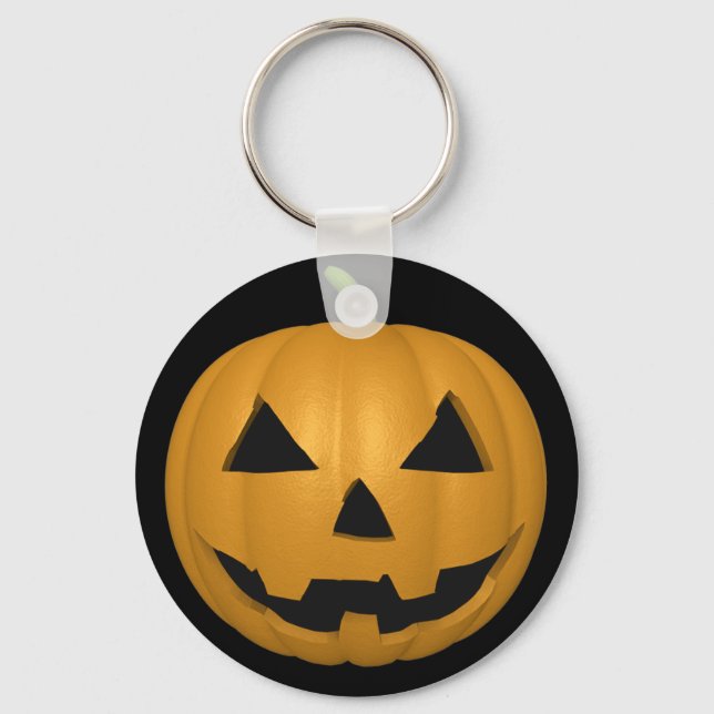 Spooky Halloween Pumpkin Button Keychain (Front)
