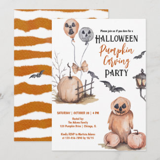 Spooky Halloween Pumpkin Carving Party Invitation