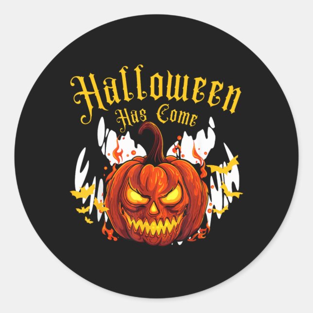 Spooky Halloween Pumpkin Classic Round Sticker (Front)