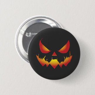 Spooky Halloween pumpkin demon face on fire 6 Cm Round Badge