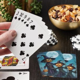 Spooky Halloween Pumpkin Duo Playing Cards
