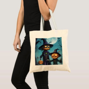 Spooky Halloween Pumpkin Duo Tote Bag