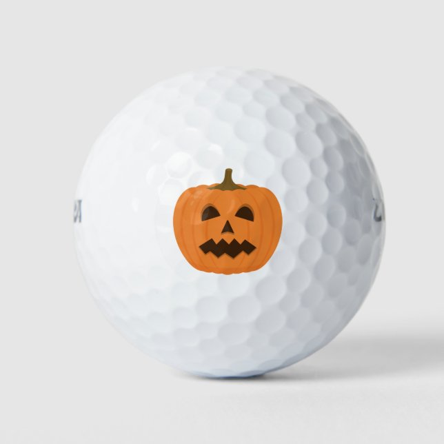 Spooky Halloween pumpkin face. Cute Jack-o'-Lanter Golf Balls (Front)