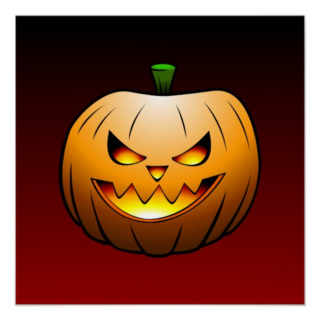 Spooky Halloween Pumpkin Face Poster (Front)