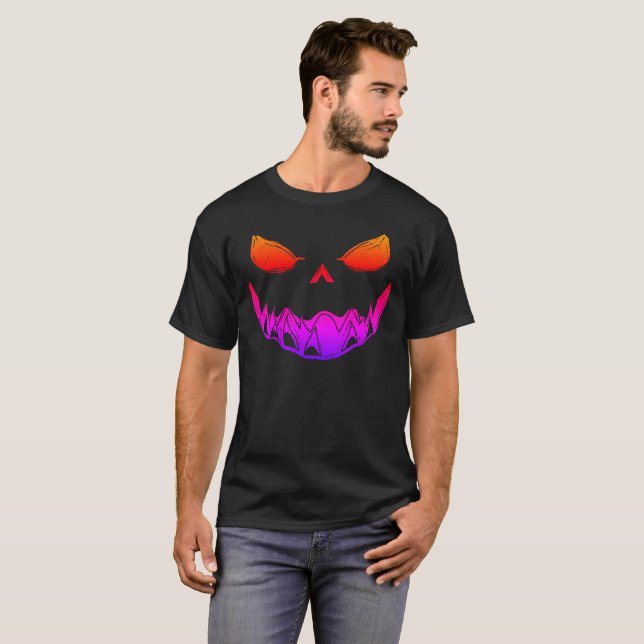 Spooky Halloween Pumpkin Face T-Shirt – Creepy Car (Front Full)
