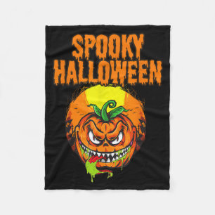 Spooky Halloween Pumpkin Fleece Blanket